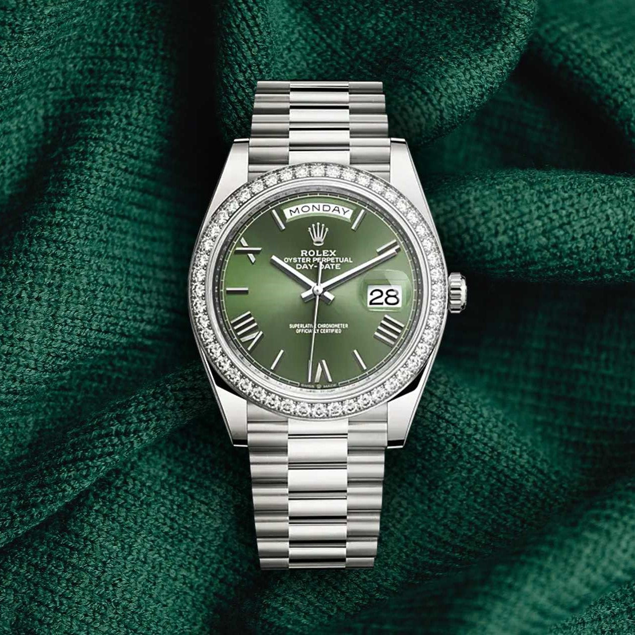 Rolex Day-Date 18K Diamond 'Olive'